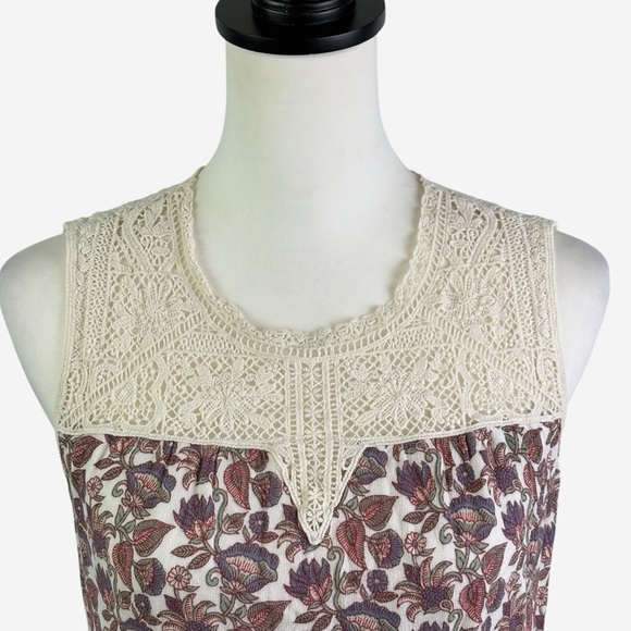 Maeve Anthropologie Laced Eleanor Blouse Size S Sleeveless Floral Boho - Picture 5 of 12